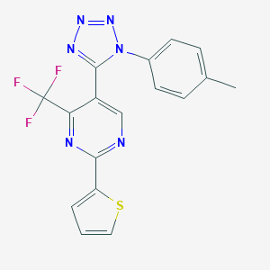 molecular formula C17H11F3N6S B503318 5-[1-(4-methylphenyl)-1H-tetraazol-5-yl]-2-(2-thienyl)-4-(trifluoromethyl)pyrimidine 
