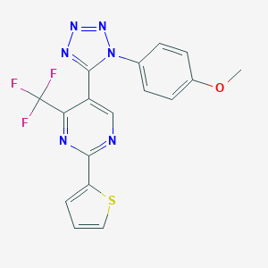 molecular formula C17H11F3N6OS B503319 5-[1-(4-methoxyphenyl)-1H-tetraazol-5-yl]-2-(2-thienyl)-4-(trifluoromethyl)pyrimidine 