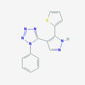 molecular formula C14H10N6S B503320 1-phenyl-5-[5-(2-thienyl)-1H-pyrazol-4-yl]-1H-tetraazole 