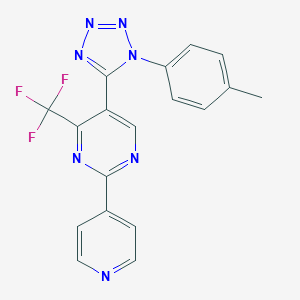 molecular formula C18H12F3N7 B503322 5-[1-(4-methylphenyl)-1H-tetraazol-5-yl]-2-(4-pyridinyl)-4-(trifluoromethyl)pyrimidine 