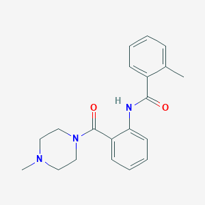 molecular formula C20H23N3O2 B503329 2-methyl-N-{2-[(4-methyl-1-piperazinyl)carbonyl]phenyl}benzamide 