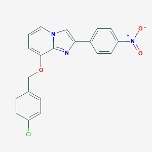 molecular formula C20H14ClN3O3 B503335 8-[(4-Chlorobenzyl)oxy]-2-{4-nitrophenyl}imidazo[1,2-a]pyridine 