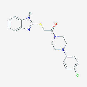 molecular formula C19H19ClN4OS B503339 2-({2-[4-(4-chlorophenyl)-1-piperazinyl]-2-oxoethyl}sulfanyl)-1H-benzimidazole 
