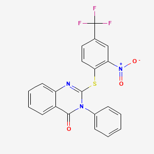 2-{[2-NITRO-4-(TRIFLUOROMETHYL)PHENYL]SULFANYL}-3-PHENYL-3,4-DIHYDROQUINAZOLIN-4-ONE