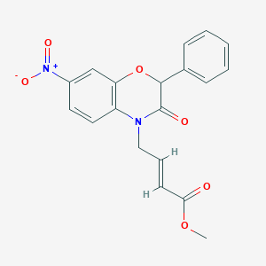 molecular formula C19H16N2O6 B503345 methyl 4-{7-nitro-3-oxo-2-phenyl-2,3-dihydro-4H-1,4-benzoxazin-4-yl}-2-butenoate 