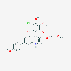 2-Ethoxyethyl 4-(3-chloro-4-hydroxy-5-methoxyphenyl)-7-(4-methoxyphenyl)-2-methyl-5-oxo-1,4,5,6,7,8-hexahydroquinoline-3-carboxylate