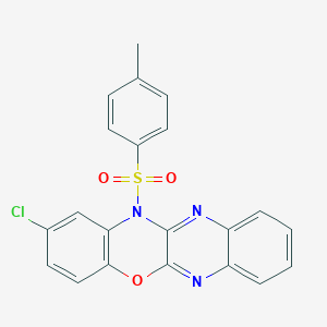 molecular formula C21H14ClN3O3S B503350 2-chloro-12-[(4-methylphenyl)sulfonyl]-12H-quinoxalino[2,3-b][1,4]benzoxazine 