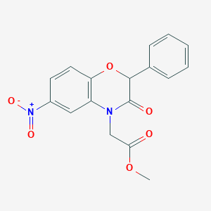 molecular formula C17H14N2O6 B503352 methyl {6-nitro-3-oxo-2-phenyl-2,3-dihydro-4H-1,4-benzoxazin-4-yl}acetate 
