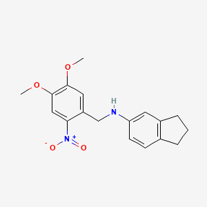 molecular formula C18H20N2O4 B5033529 N-[(4,5-dimethoxy-2-nitrophenyl)methyl]-2,3-dihydro-1H-inden-5-amine 