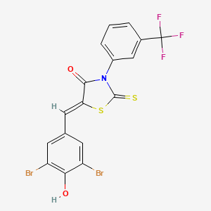 (5Z)-5-[(3,5-dibromo-4-hydroxyphenyl)methylidene]-2-sulfanylidene-3-[3-(trifluoromethyl)phenyl]-1,3-thiazolidin-4-one