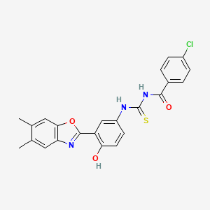 4-chloro-N-({[3-(5,6-dimethyl-1,3-benzoxazol-2-yl)-4-hydroxyphenyl]amino}carbonothioyl)benzamide