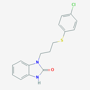 molecular formula C16H15ClN2OS B503371 1-{3-[(4-chlorophenyl)sulfanyl]propyl}-1,3-dihydro-2H-benzimidazol-2-one 