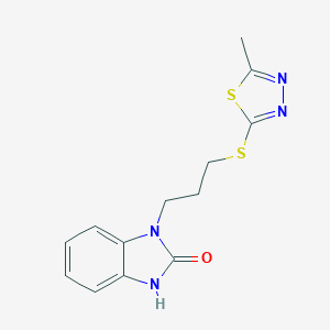 molecular formula C13H14N4OS2 B503373 1-{3-[(5-methyl-1,3,4-thiadiazol-2-yl)sulfanyl]propyl}-1,3-dihydro-2H-benzimidazol-2-one 