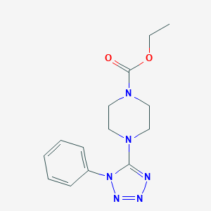 molecular formula C14H18N6O2 B503389 ethyl 4-(1-phenyl-1H-tetraazol-5-yl)-1-piperazinecarboxylate 