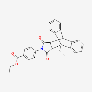 Ethyl 4-(1-ethyl-16,18-dioxo-17-azapentacyclo[6.6.5.0~2,7~.0~9,14~.0~15,19~]nonadeca-2,4,6,9,11,13-hexaen-17-yl)benzoate (non-preferred name)