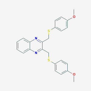 molecular formula C24H22N2O2S2 B503395 2,3-Bis{[(4-methoxyphenyl)sulfanyl]methyl}quinoxaline 