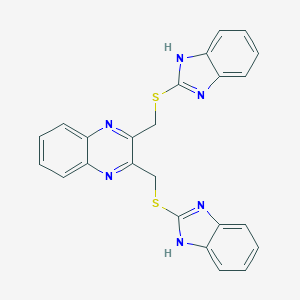 molecular formula C24H18N6S2 B503396 2,3-bis[(1H-benzimidazol-2-ylsulfanyl)methyl]quinoxaline 