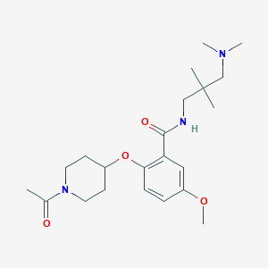 molecular formula C22H35N3O4 B5034006 2-[(1-acetyl-4-piperidinyl)oxy]-N-[3-(dimethylamino)-2,2-dimethylpropyl]-5-methoxybenzamide 