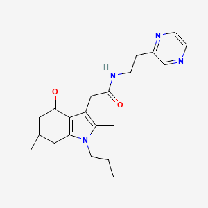 N-[2-(2-pyrazinyl)ethyl]-2-(2,6,6-trimethyl-4-oxo-1-propyl-4,5,6,7-tetrahydro-1H-indol-3-yl)acetamide