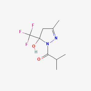 molecular formula C9H13F3N2O2 B5034147 1-[5-hydroxy-3-methyl-5-(trifluoromethyl)-4,5-dihydro-1H-pyrazol-1-yl]-2-methylpropan-1-one 