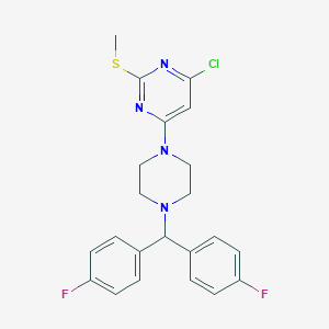 molecular formula C22H21ClF2N4S B503420 4-{4-[Bis(4-fluorophenyl)methyl]-1-piperazinyl}-6-chloro-2-(methylsulfanyl)pyrimidine 