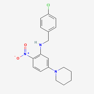 N-[(4-CHLOROPHENYL)METHYL]-2-NITRO-5-(PIPERIDIN-1-YL)ANILINE