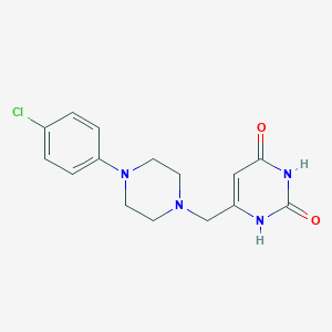 molecular formula C15H17ClN4O2 B503421 6-{[4-(4-chlorophenyl)-1-piperazinyl]methyl}-2,4(1H,3H)-pyrimidinedione 