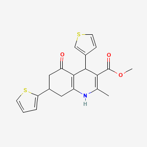 Methyl 2-methyl-5-oxo-7-(thiophen-2-yl)-4-(thiophen-3-yl)-1,4,5,6,7,8-hexahydroquinoline-3-carboxylate