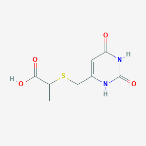 molecular formula C8H10N2O4S B503423 2-{[(2,6-Dioxo-1,2,3,6-tetrahydro-4-pyrimidinyl)methyl]sulfanyl}propanoic acid 