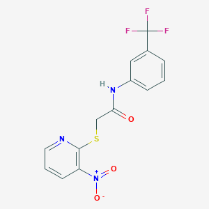 2-({3-nitro-2-pyridinyl}sulfanyl)-N-[3-(trifluoromethyl)phenyl]acetamide
