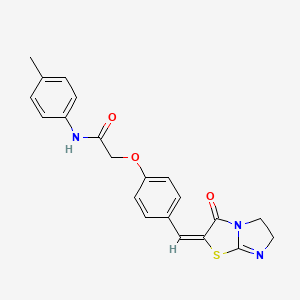 N-(4-methylphenyl)-2-[4-[(E)-(3-oxo-5,6-dihydroimidazo[2,1-b][1,3]thiazol-2-ylidene)methyl]phenoxy]acetamide