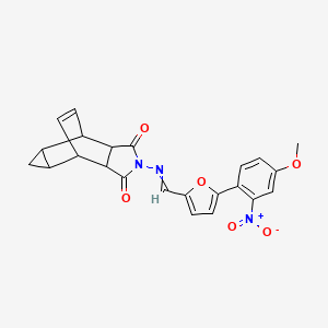 molecular formula C23H19N3O6 B5034493 4-({[5-(4-methoxy-2-nitrophenyl)-2-furyl]methylene}amino)-4-azatetracyclo[5.3.2.0~2,6~.0~8,10~]dodec-11-ene-3,5-dione 