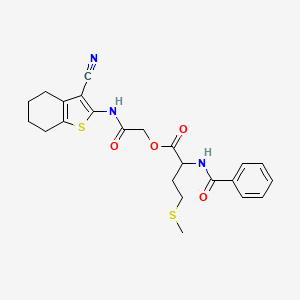 molecular formula C23H25N3O4S2 B5034547 [(3-CYANO-4,5,6,7-TETRAHYDRO-1-BENZOTHIOPHEN-2-YL)CARBAMOYL]METHYL 4-(METHYLSULFANYL)-2-(PHENYLFORMAMIDO)BUTANOATE 