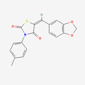 molecular formula C18H13NO4S B5034583 (5E)-5-(1,3-benzodioxol-5-ylmethylidene)-3-(4-methylphenyl)-1,3-thiazolidine-2,4-dione 