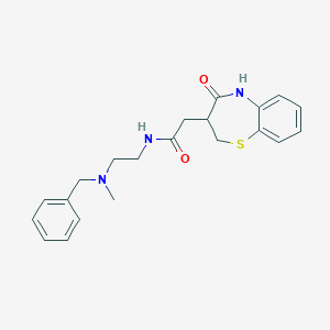 molecular formula C21H25N3O2S B503460 N-{2-[benzyl(methyl)amino]ethyl}-2-(4-oxo-2,3,4,5-tetrahydro-1,5-benzothiazepin-3-yl)acetamide 