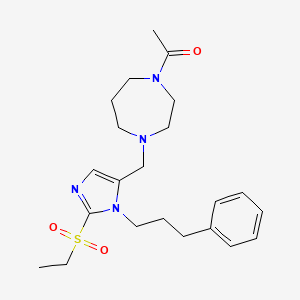 molecular formula C22H32N4O3S B5034610 1-[4-[[2-Ethylsulfonyl-3-(3-phenylpropyl)imidazol-4-yl]methyl]-1,4-diazepan-1-yl]ethanone 