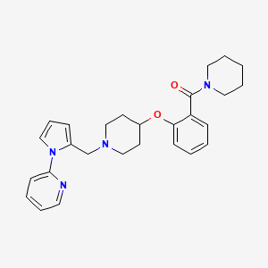 molecular formula C27H32N4O2 B5034632 2-[2-({4-[2-(1-piperidinylcarbonyl)phenoxy]-1-piperidinyl}methyl)-1H-pyrrol-1-yl]pyridine 