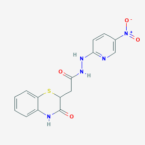 molecular formula C15H13N5O4S B503468 N'-{5-nitro-2-pyridinyl}-2-(3-oxo-3,4-dihydro-2H-1,4-benzothiazin-2-yl)acetohydrazide 