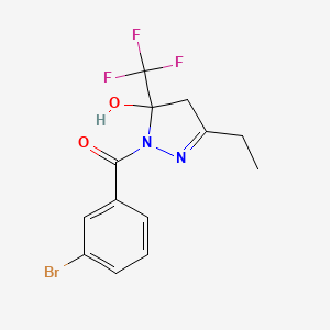 molecular formula C13H12BrF3N2O2 B5034703 (3-bromophenyl)-[3-ethyl-5-hydroxy-5-(trifluoromethyl)-4H-pyrazol-1-yl]methanone 