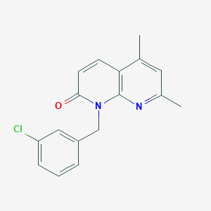 molecular formula C17H15ClN2O B503471 1-(3-chlorobenzyl)-5,7-dimethyl[1,8]naphthyridin-2(1H)-one 