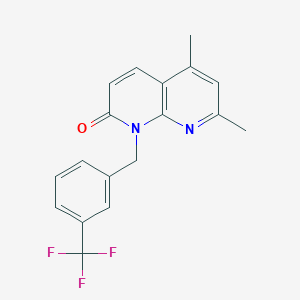 molecular formula C18H15F3N2O B503473 5,7-dimethyl-1-[3-(trifluoromethyl)benzyl][1,8]naphthyridin-2(1H)-one 
