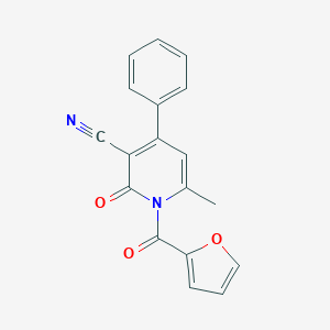 molecular formula C18H12N2O3 B503478 1-(2-Furoyl)-6-methyl-2-oxo-4-phenyl-1,2-dihydro-3-pyridinecarbonitrile 