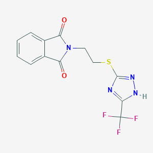 molecular formula C13H9F3N4O2S B503485 2-(2-{[5-(trifluoromethyl)-1H-1,2,4-triazol-3-yl]sulfanyl}ethyl)-1H-isoindole-1,3(2H)-dione 
