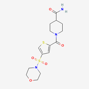 molecular formula C15H21N3O5S2 B5034886 1-{[4-(4-morpholinylsulfonyl)-2-thienyl]carbonyl}-4-piperidinecarboxamide 