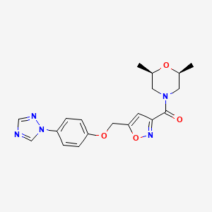 molecular formula C19H21N5O4 B5034914 (2R*,6S*)-2,6-dimethyl-4-[(5-{[4-(1H-1,2,4-triazol-1-yl)phenoxy]methyl}-3-isoxazolyl)carbonyl]morpholine 