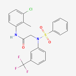 molecular formula C22H18ClF3N2O3S B5034960 N~1~-(3-chloro-2-methylphenyl)-N~2~-(phenylsulfonyl)-N~2~-[3-(trifluoromethyl)phenyl]glycinamide 