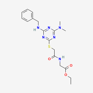ethyl N-({[4-(benzylamino)-6-(dimethylamino)-1,3,5-triazin-2-yl]thio}acetyl)glycinate