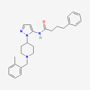 molecular formula C26H32N4O B5035025 N-{1-[1-(2-methylbenzyl)-4-piperidinyl]-1H-pyrazol-5-yl}-4-phenylbutanamide 