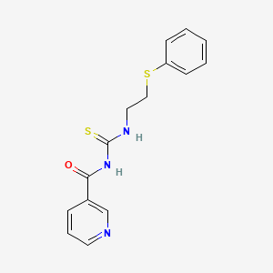 molecular formula C15H15N3OS2 B5035054 N-({[2-(phenylthio)ethyl]amino}carbonothioyl)nicotinamide 