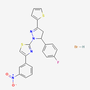 molecular formula C22H16BrFN4O2S2 B5035056 2-[5-(4-fluorophenyl)-3-(2-thienyl)-4,5-dihydro-1H-pyrazol-1-yl]-4-(3-nitrophenyl)-1,3-thiazole hydrobromide 